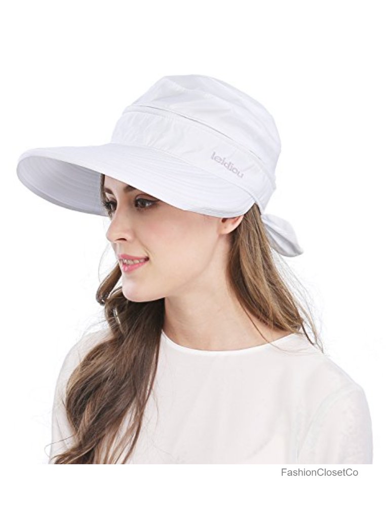 Wide Brim Sun Hat Uv Protection Foldable 2 In 1 Beach Hat Summer